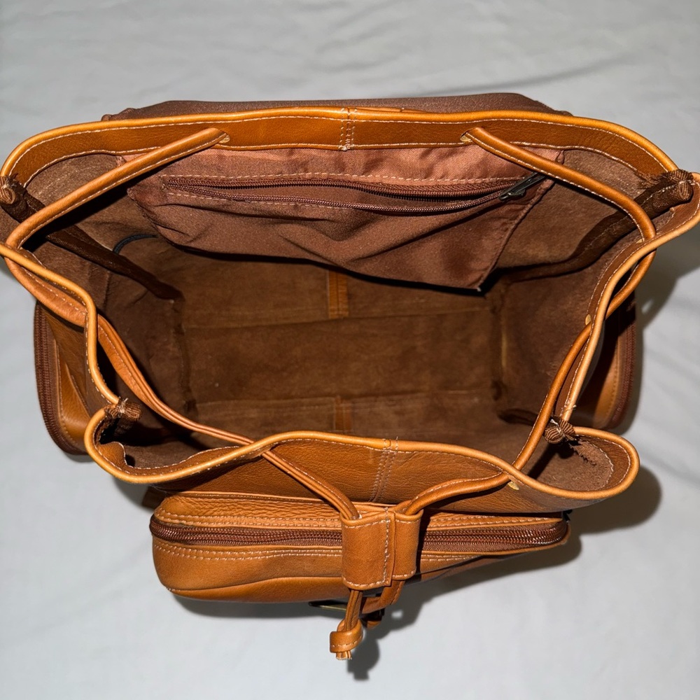 QVC Tan Leather Backpack - Picture 6 of 10